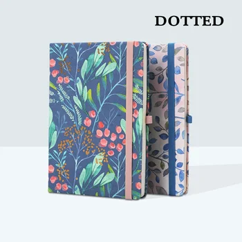 

Flyleaf Florals A5 Dotted Notebook Dot Grid Journal Hard Cover Flower Elastic Diary Travel Planner