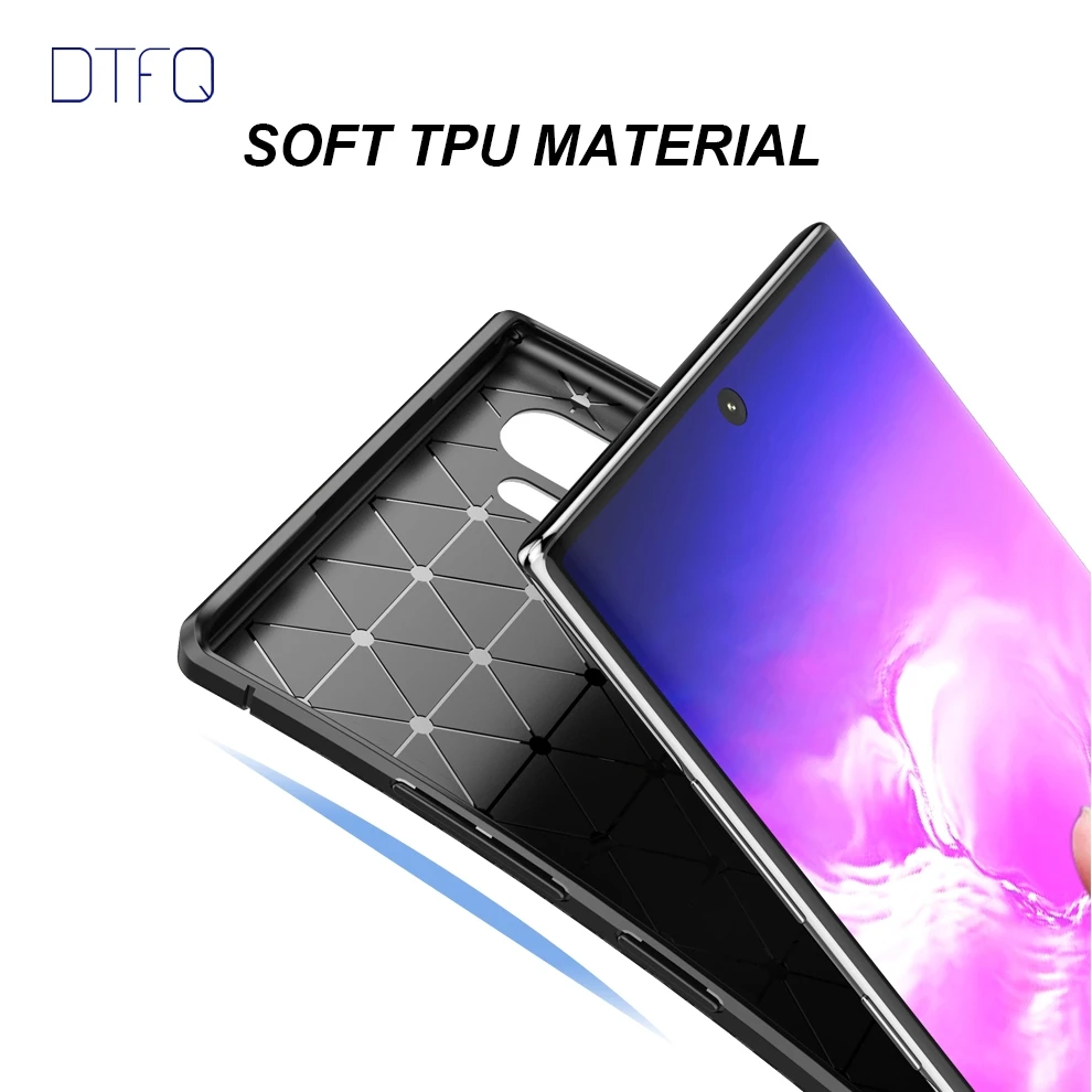 DTFQ чехол для samsung Galaxy Note 9 10 Plus мягкий ТПУ матовый на заднюю панель противоударный
