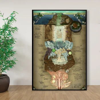 

Made In Abyss Map Anime Movie Poster Vintage Canvas Painting Posters And Prints Wall Art Picture For Living Room Decor Gift