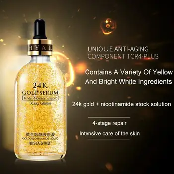 

24k Gold Nicotinamide Hyaluronic Acid Face Serum Replenishment Moisturize Pore Care Skin Lift Firming Brighten Essence Shri Y6U8