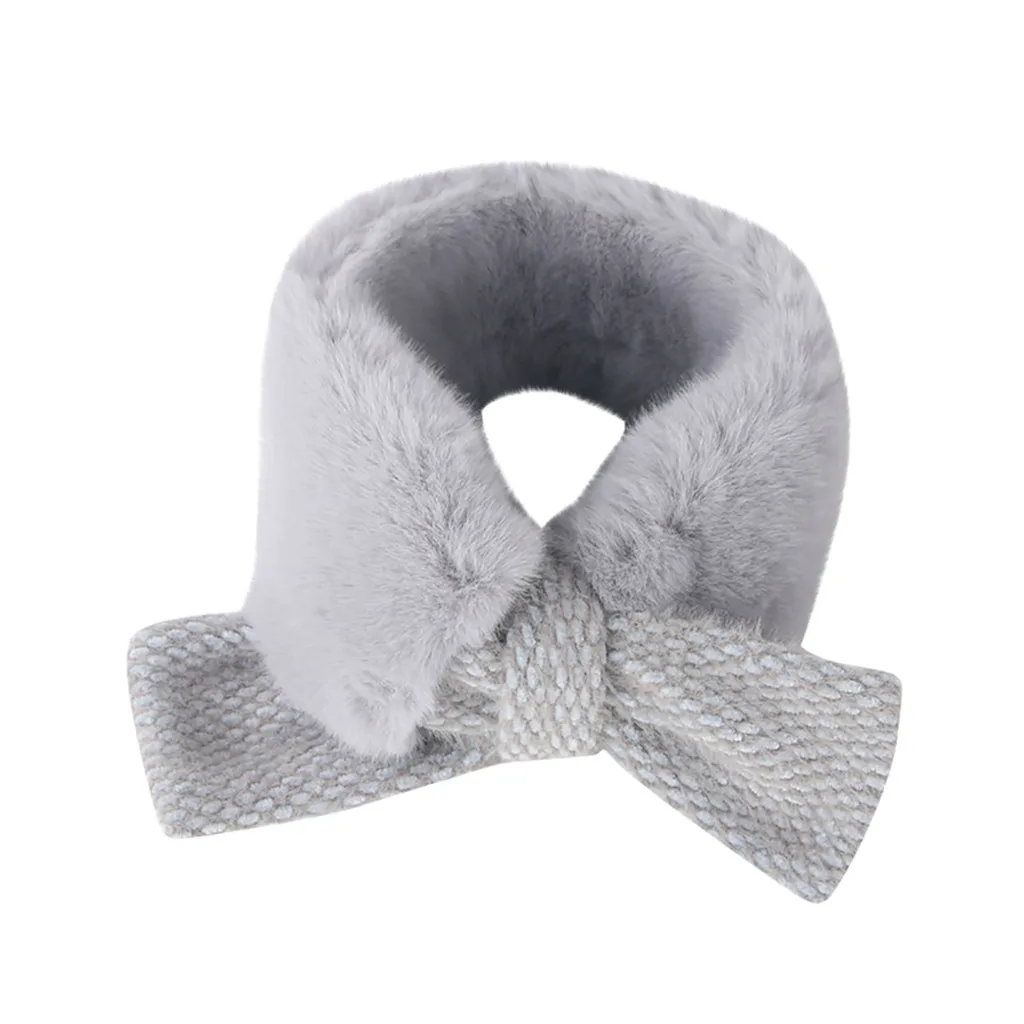 Модный детский зимний однотонный плюшевый шарф, мягкий искусственный кроличий меховой воротник, теплое сочетание, шарф, шейный платок