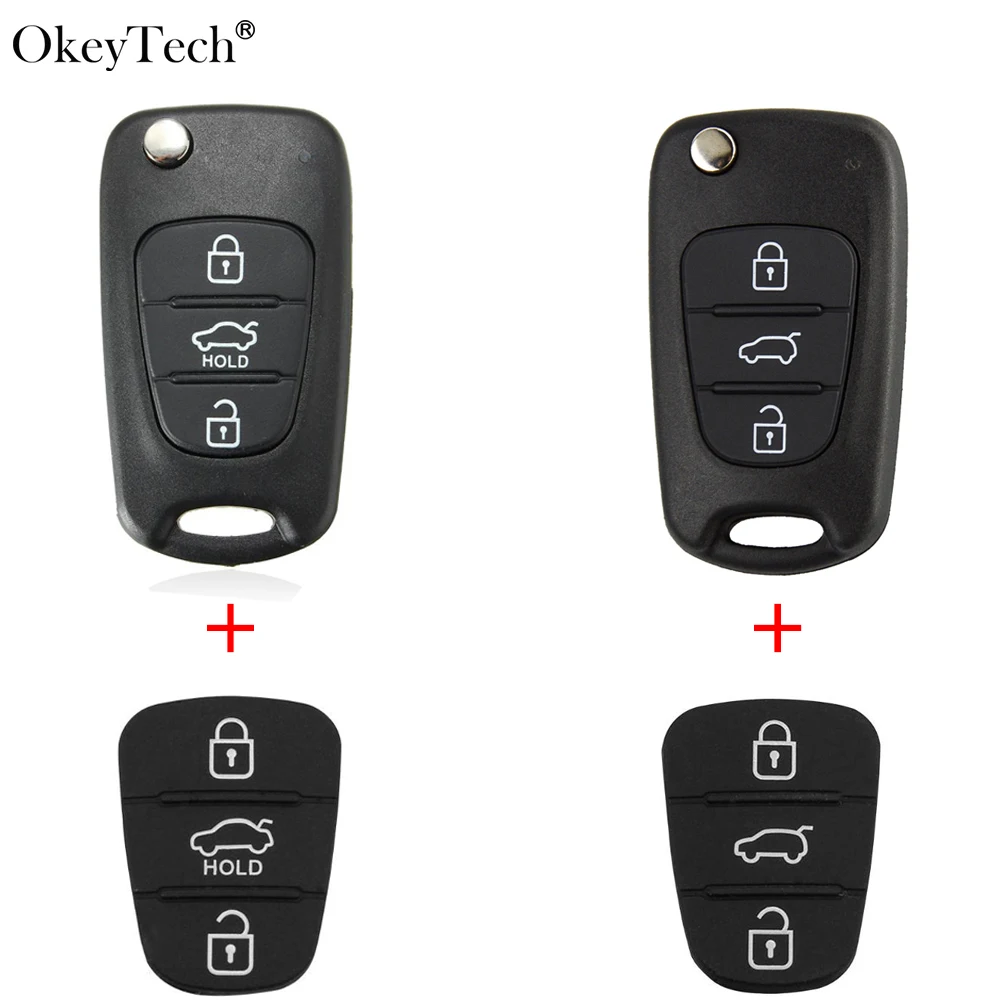 Okeytech для hyundai Tucson Solaris 3 кнопки автомобиля дистанционного ключа оболочки для Kia K2 K5 Sorento, Sportage с Pad Uncut Blade Авто Fob