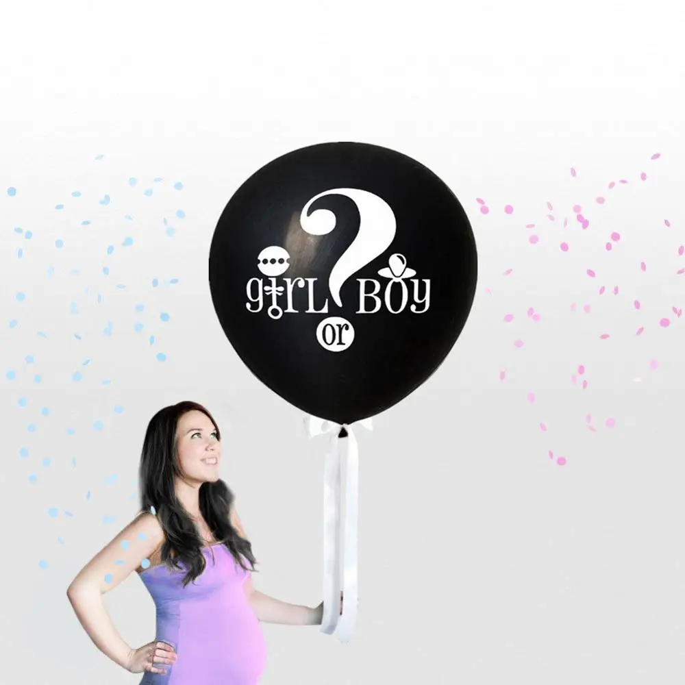 Pallone Rivelatore Sesso Baby Shower - Con Polvere Colorata E Coriandoli, Rosa/Blu, Kit Completo - Foto 8