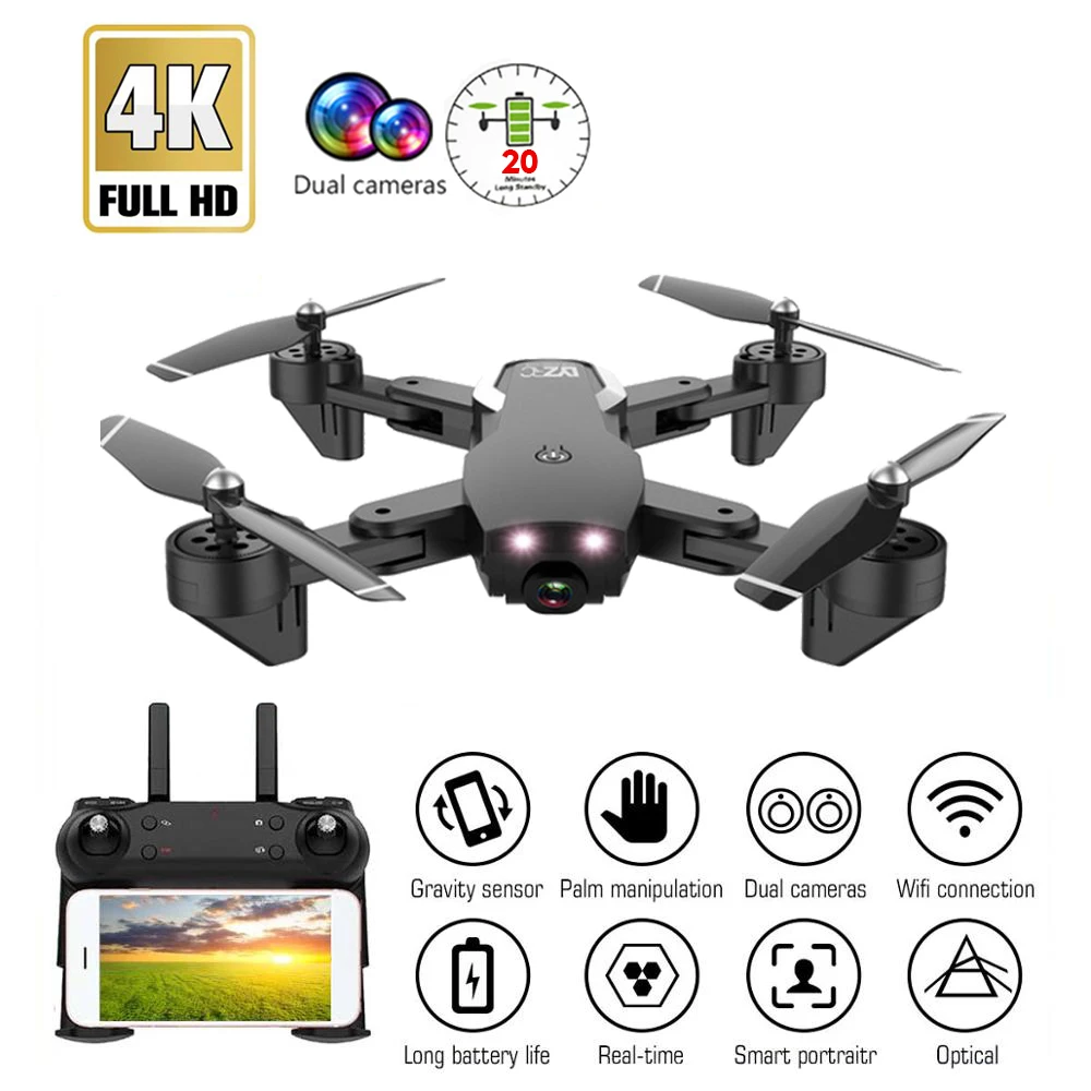 

L107 RC Drone With Camera HD Wide-angle RC Foldable Quadcopter Headless Mode Dual HD Camera RC Helicopter Toy For Kids Portable