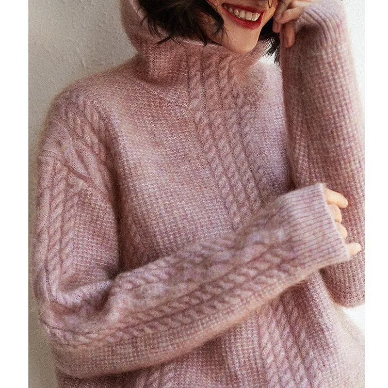 Blusas De Inverno Feminina Women Sweater Winter Warm Thick Pullover Wool Twisted Mohair Hooded Loose Pull Femme Nouveaute 2020 | Женская