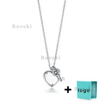 

XL TFX Rllen sterling silver heart-shaped matching small key necklace suitable for women's party jewelry wholesale free shipping