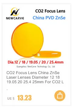 CO2 Focus Lens China ZnSe Laser Lenses Diameter 20MM FL 38.1 50.8 76.2 101.6 127mm For Laser Cutting Machine NEWCARVE