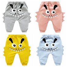 Осенние длинные штаны для малышей от 0 до 2 лет Хлопковые Штаны-шаровары с высокой талией для малышей повседневные брюки для новорожденных свободные эластичные штаны для малышей