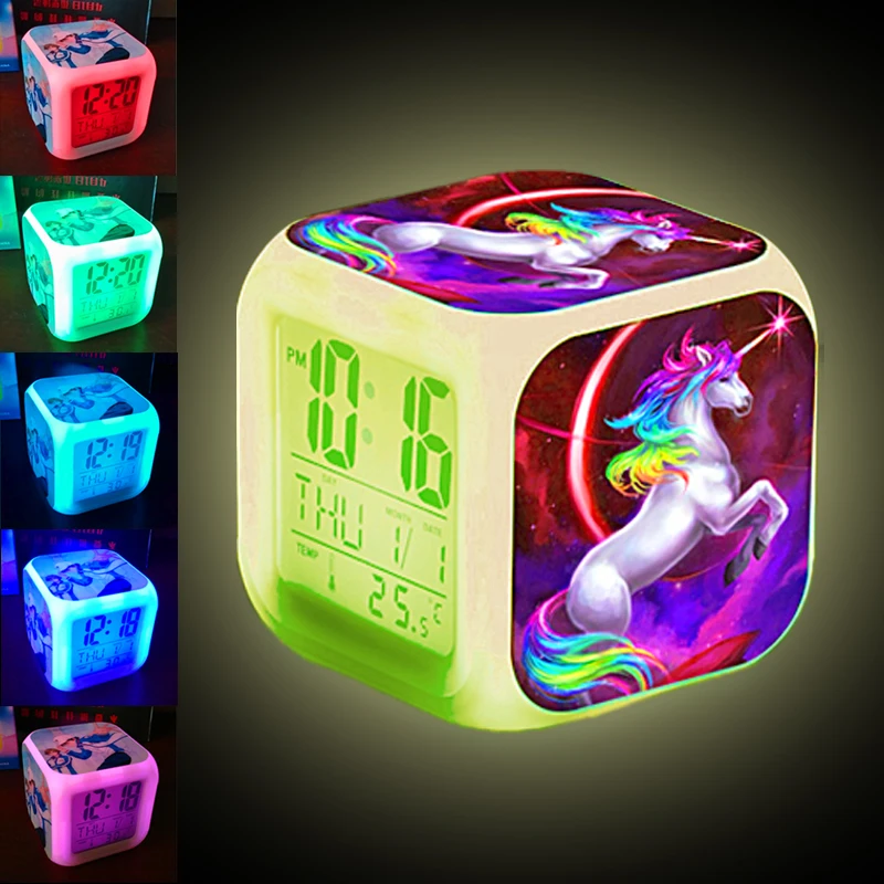 Reveil cube led lumière nuit alarm clock princesse personnalisé prénom  réf 05 