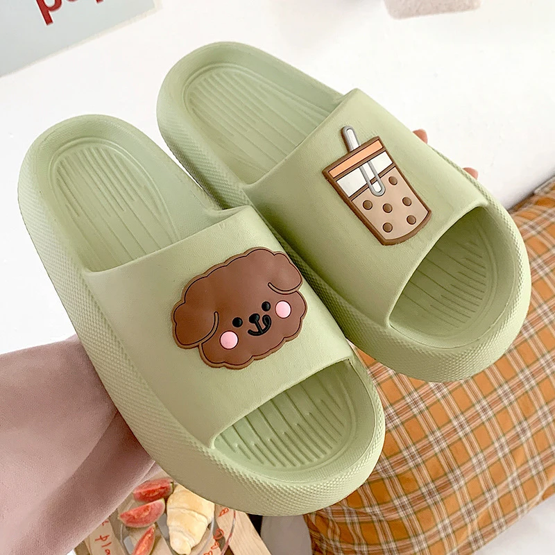 2022 Cute Bear Summer Platform Slippers Women Open Toe Flip Flops Shoes Outdoor Beach Slides Sandals Woman EVA Bathroom Slippers 