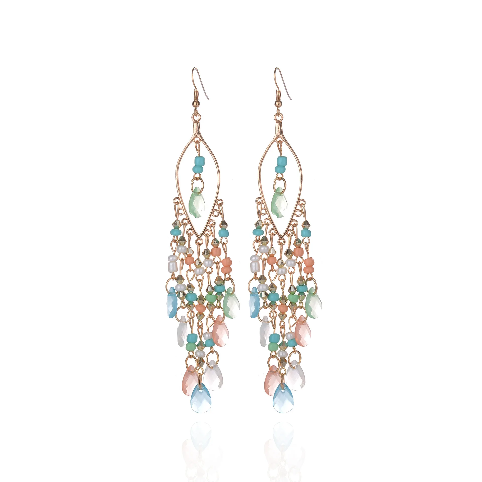 

European and American fashion big brand alloy resin tassel earrings luxury water drop earring pendant accessories