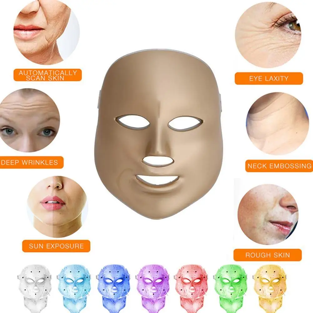 Новая светодиодная маска для лица, Корейская, 7 цветов, фотонотерапия, маска для лица, машинный светильник, терапия акне, светодиодная маска, уход за кожей лица, косметическая машина