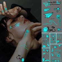 Kids Luminous Tattoos Rose Paper Airplane Dream Butterfly Stars Diamond Waterproof Temporary Tattoo Stickers Men Women Body Art