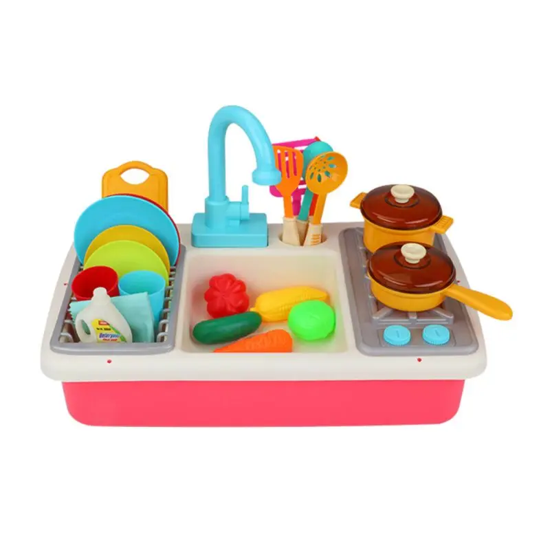 Дети моделирование пластиковая электрическая раковина для посудомоечной машины ролевые игры кухонные игрушки Дети Раннее Образование Подарки на день рождения Q6PD - Цвет: Розовый