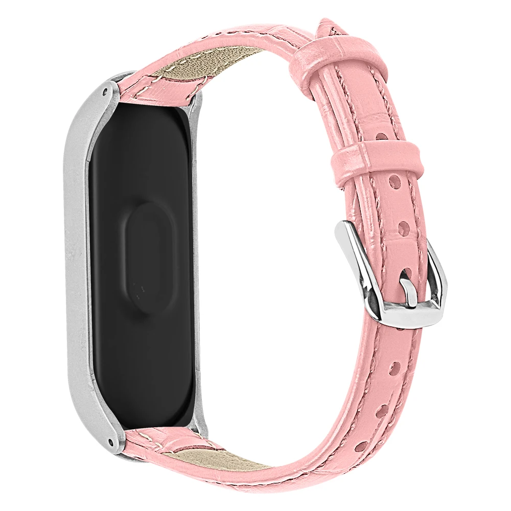 Pink Для Xiaomi mi Band 4 mi Band 3 ремешок для умных часов ремешок для часов из натуральной кожи ремешок для часов для Xiaomi mi Band 4 3 ремешки для браслетов - Цвет: Pink