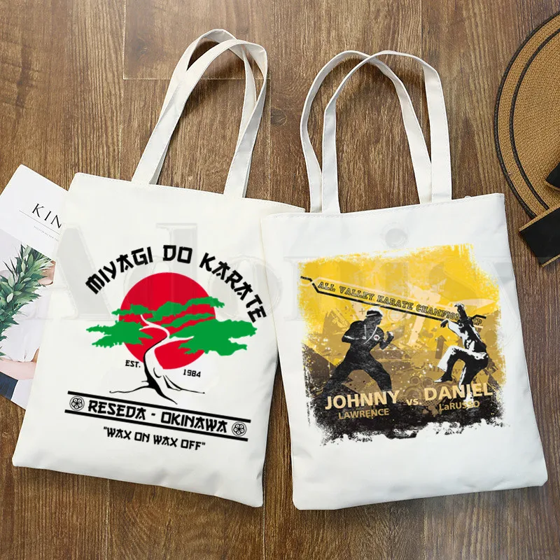 

Cobra Kai Strike Hard First No Mercy Snake Karate Fashion Graphic Print Shopping Bags Girls Fashion Casual Pacakge Hand Bag