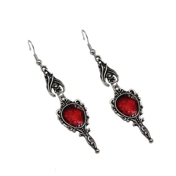 

Vintage Vampire Bat Magic Mirror Drop Earrings Gothic Punk Dangling Jewelry Gift