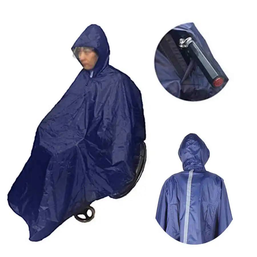 Reflective Waterproof Hooded Wheelchair Rain Cover Raincoat Clothes For