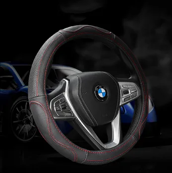 

Leather Steering wheel Cover Interior Accessories Steering Wheel Covers For auto volkswagen bmw e46 audi a3 mobile car styling