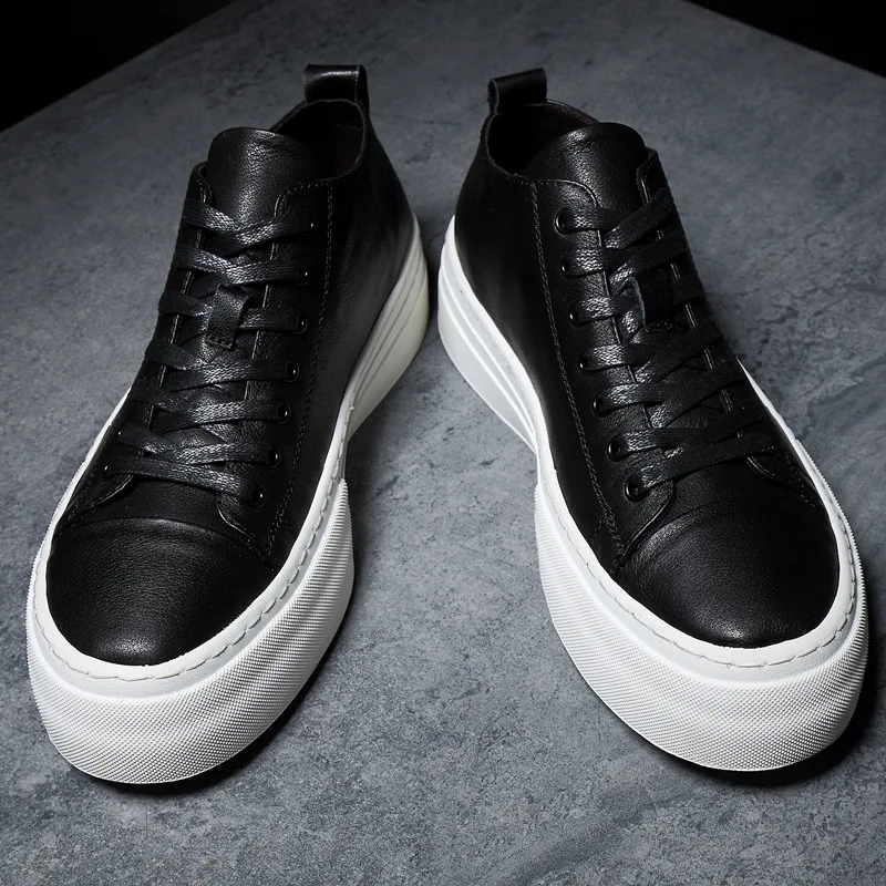

New Style Elevator MEN'S SHOES Casual Leather Shoes Men's zhong gao bang Trend Lace-up Shoes Genuine Leather Surface Teenager na