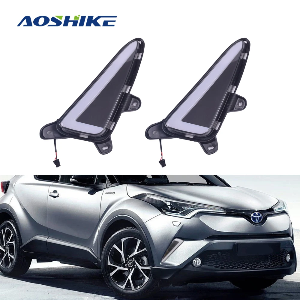 

Aoshike 2PCS Car Daytime Running Lights for Toyota CHR 2017 2018 Auto Rear Bumper Brake Day Light Turn Signal Fog Lamps