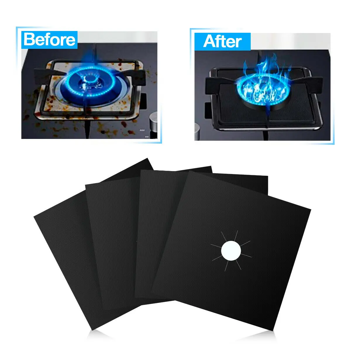 4 для кухонной газовой плиты защита горелок многоразовая подкладка чистый не