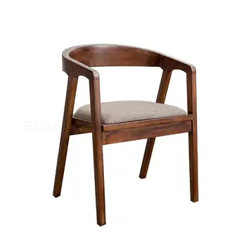 

Nordic solid wood dining chair wrought iron simple computer desk chair coffee lounge chair president back office chair