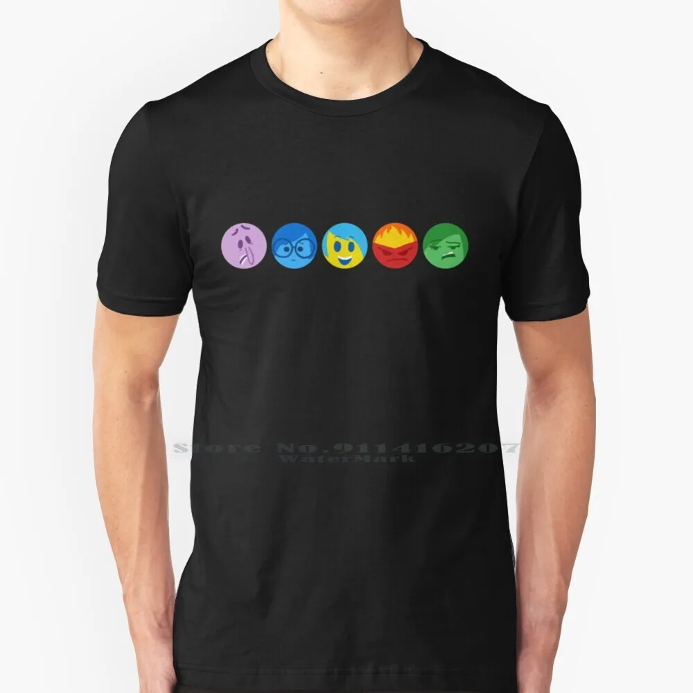 Maglietta Inside Out 100% Puro Cotone Inside Out Joy Anger Disgusto Fear Pixar