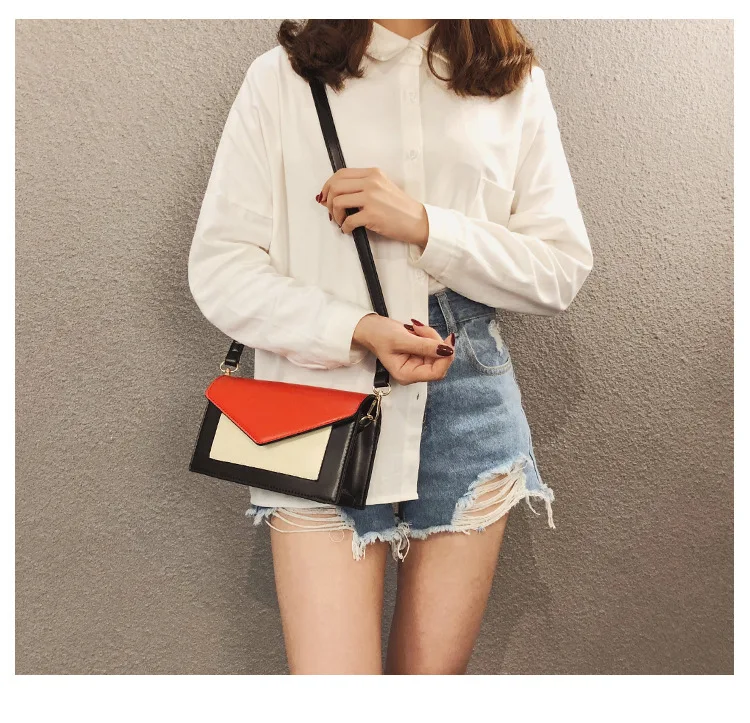 

Texture bag female 2019 new wave Korean version of the wild diagonal package small square wind hit color shoulder envelope retro