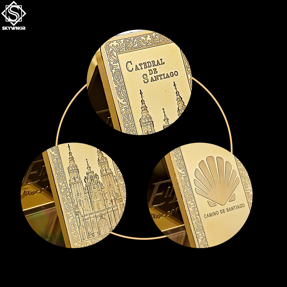 5 шт., Испания, Camino De Cathedral, христианский памятный золотой слиток Золота, 1 унц. Сувенирная монета, подарки