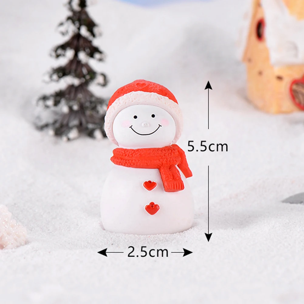 Милая пара модель снеговика Фигурка DIY Миниатюрный бонсай Рождественский пейзаж Декор