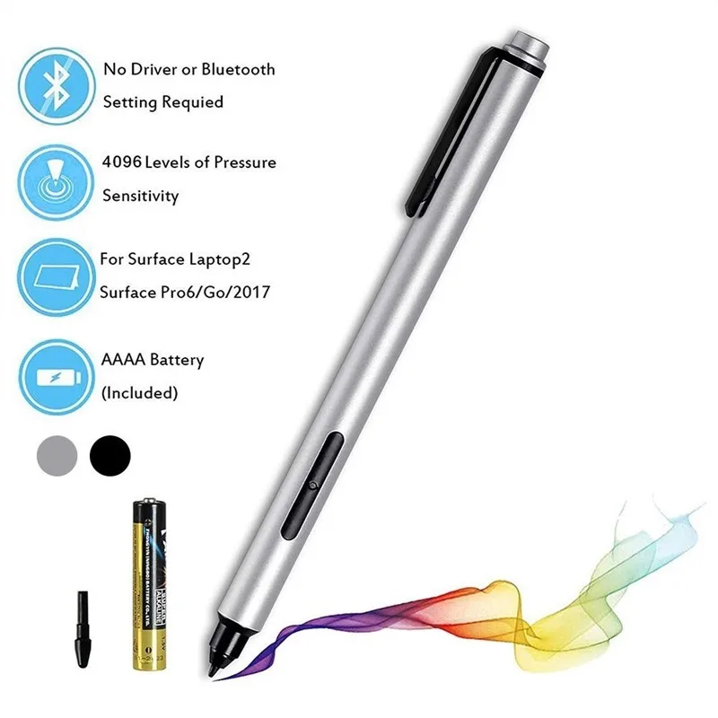 

Surface Pen for Microsoft Surface Pro 4 Surface Pro 3 High Fidelity Writing Drawing Or Painting with 4 Tips-Silver Tablet Pen