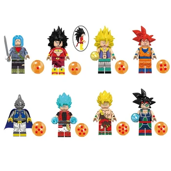 

8pcs/set DISNEY Dragon Ball Z Building Blocks Bricks Anime Action Figures Super Saiyan Majin buu Son Goku Broli Gotenks Kid Toys