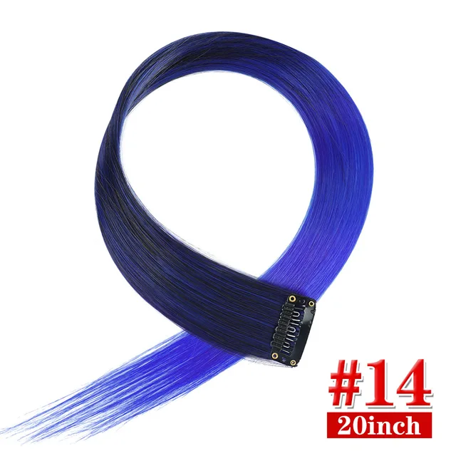 Clip in Hair Extensions Highlights Straight Long Hairpiece Hair Accessories for Girls Women Kids Doll Hair Pieces Wigs Pieces 14