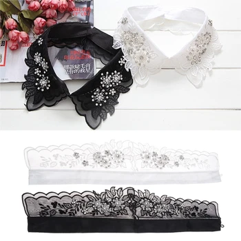 

Pearl White Fashion Shirt Lace Embroidery Sweater Elegant False Collar Necklac