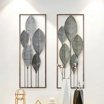 

Leaf Iron Cage Wall Hanging Mural Home Crafts Decor 3D Stereo Creative Office House Background Wall Sticker Decoration R1206