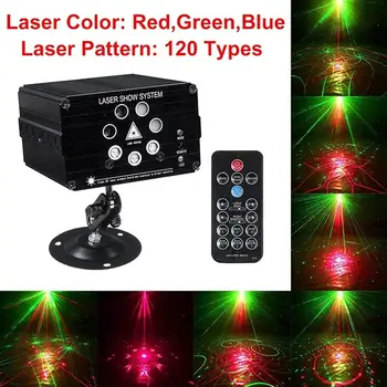 

7Holes 120 Patterns LED Disco Light Voice/Remote Control Music RGB Laser Projector LED DJ Stage Light For Club Bar Wedding Party