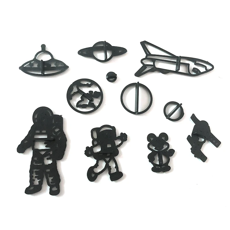 11pcs/Set Astronaut Shape Cookie Cutting Moulds Cake Mold Fondant Mold Biscuit Plastic Cutter Diy Cake Decoration Bakeware Tools