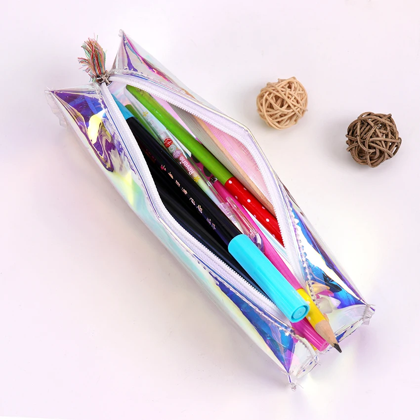 1 шт. очень крутой Прозрачный лазерный пенал прозрачный чехол для карандашей из