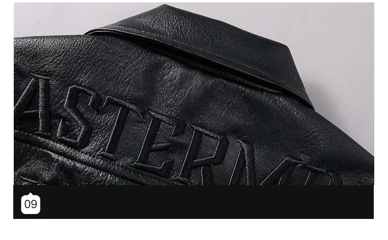 KIOVNO Men Skull Patter Leather Jackets Coats Letter Embroidery Faux Leather Jackets Outwear For Male Size M-3XL Black (7)