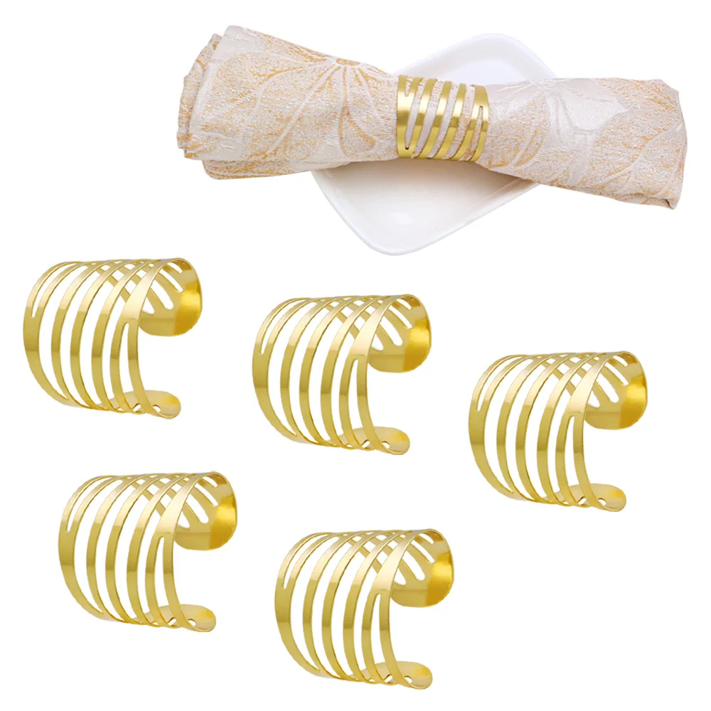 

12pcs Back Pattern Wedding Napkin Rings Table Decoration Hollow Out Family Gatherings Everyday Use Napkin Buckle Holder