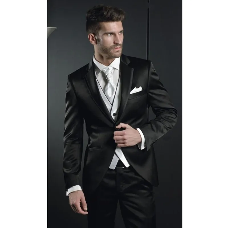 

Custom Made 3 Piece Sim Fit Black Best Man Groomsman Men's WeddingProm Suits Groom Suits (Jacket+Vest+Pants) Y185