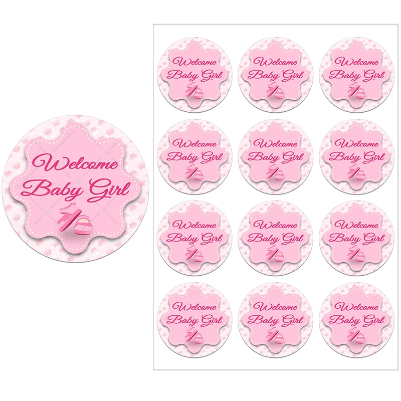 35x It's A Girl Personalised Baby Shower Reveal 30mm Custom Sticker Labels 141 