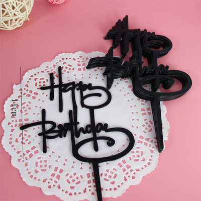 Cake Decorations Topper Acrylic Happy Birthday Cake Topper Sign Boy&Girls Birthday Cakes Dessert Decor Cakes Decor Supplie