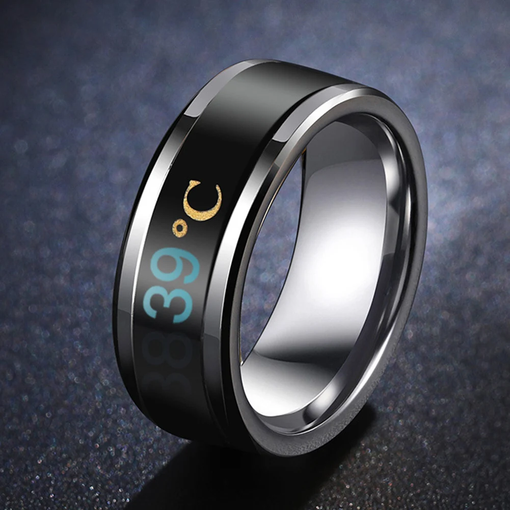Модное умное многофункциональное водонепроницаемое цифровое кольцо с датчиком температуры, умное кольцо, парные ювелирные кольца, подарок на день Святого Валентина - Цвет: size7