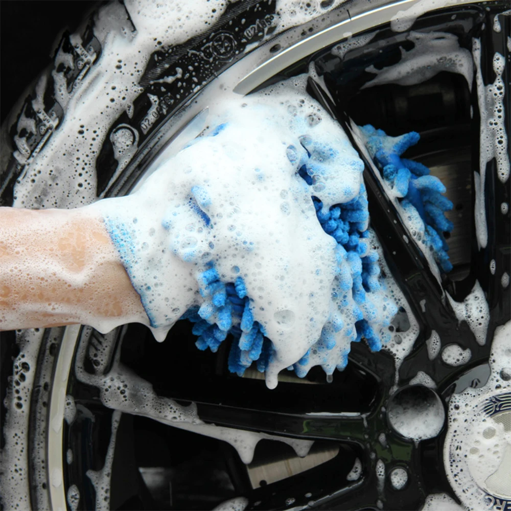 Random Color Mirofiber Car Washing Gloves Automobile Detailing Care Wash Wipes Glove Auto Polishing Cleaning Mitt Accessories