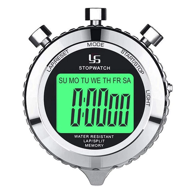 YS Digital Stopwatch Timer Metal Stop Watch with Backlight 2 Lap for Sports Competition | Инструменты