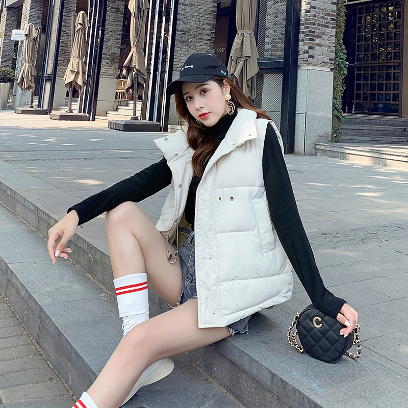 

2019 Autumn winter Women waistcoat for Winter vest thick warm vest coat turn down collar female waistcoat