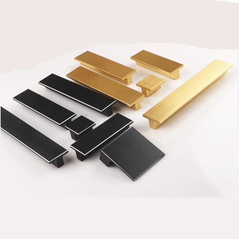 

2/4Pcs Black copper Square Aluminum furniture pull handle knob cupboard cabinet drawer wardrobe shoe cabinet modern minimalist