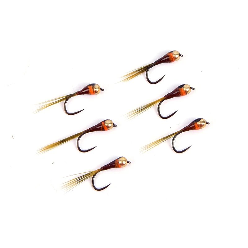 6PCS Tungsten Nymph Beadheads Fly Trout Grayling Brook Trout Fishing Quick Sink Fly